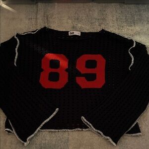 SO Navy Knit Cropped Top with Red 89